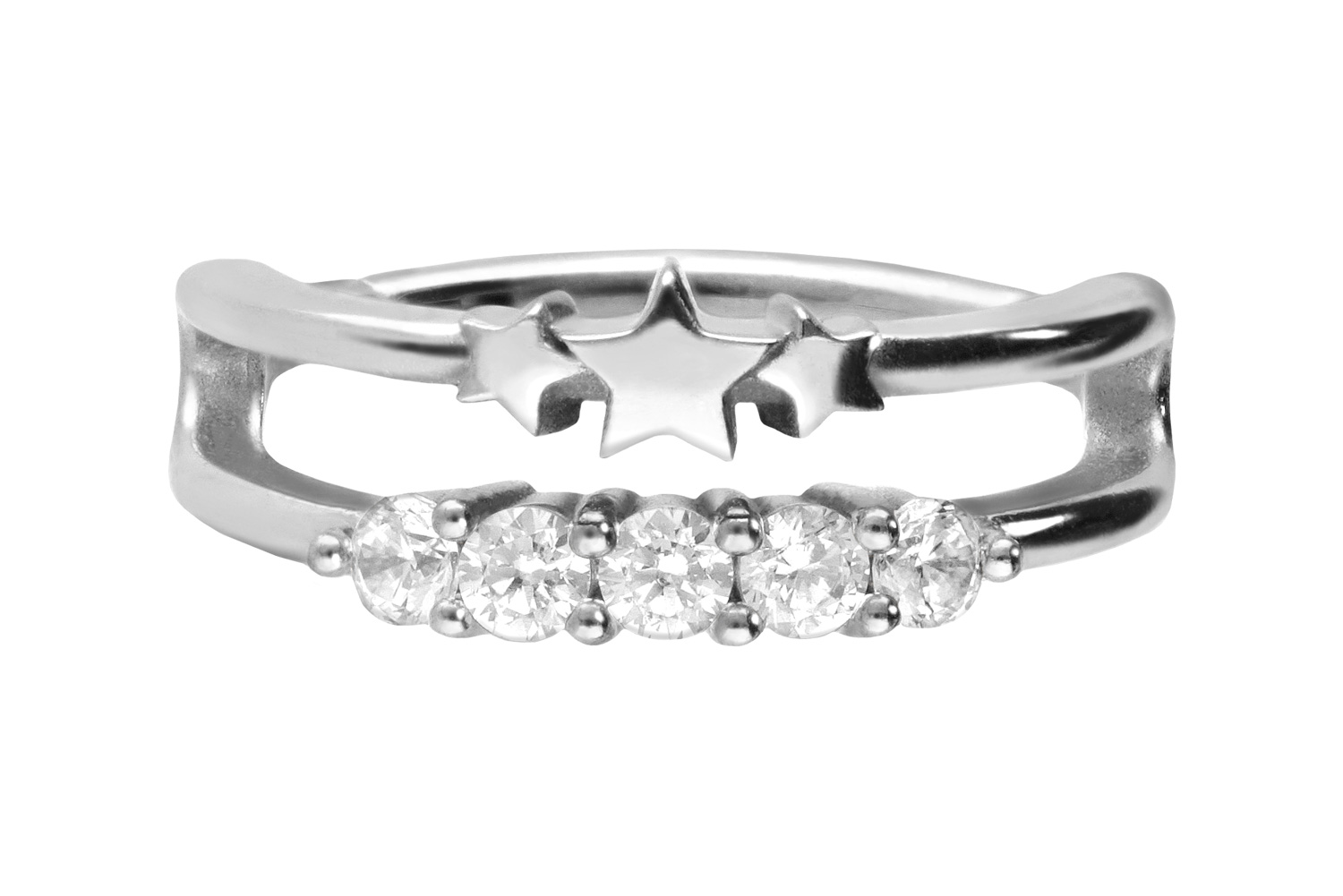 Chirurgenstahl Segmentring Clicker Piercing DOPPELRING + STERNE + KRISTALLE ++SALE++